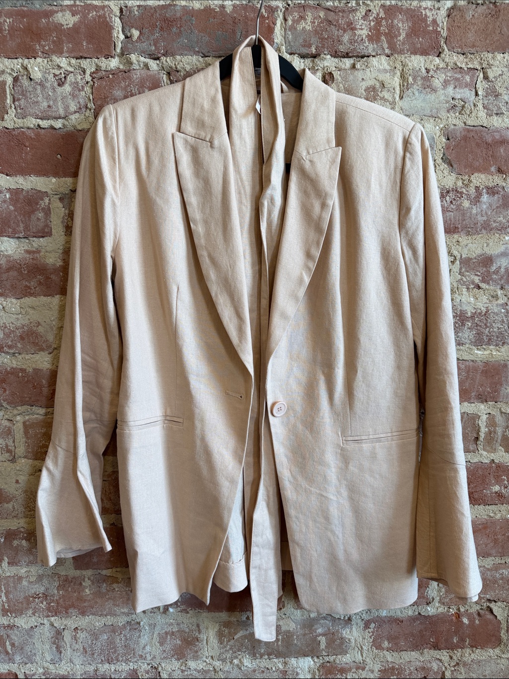 Free People Light Beige Linen Blazer